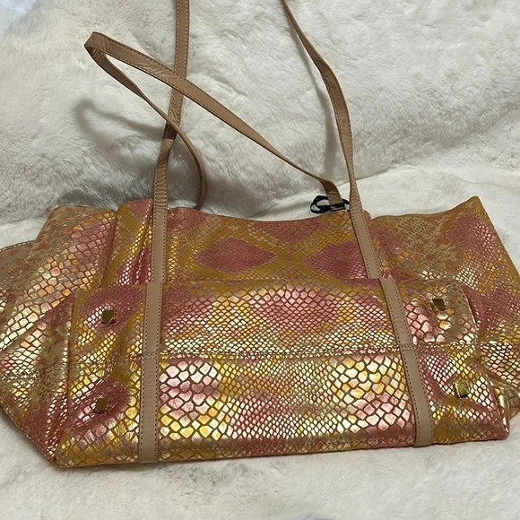 Sharif Metallic Leather Snakeskin Print Bag - Picture 8 of 10
